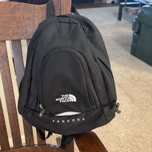 The North Face Black Pandora Backpack with White Logo